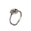 High-quality 925 Sterling Silver Jewelry Thai Silver Female Personality Open Ring Flower  Ring Gift
