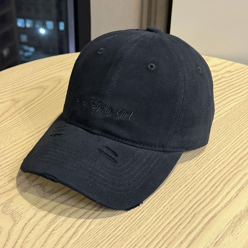 American-style trendy vintage baseball cap for women, spring/summer, distressed street style, letter embroidery, soft top, duckbill cap that makes