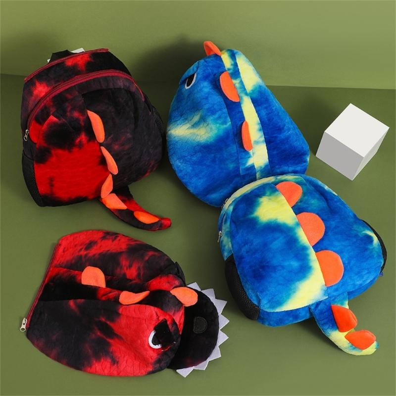 Children's Plush Backpack with Removable Hood Fun Dinosaur Theme Children's Toy School Bag for Preschool or Short Trip