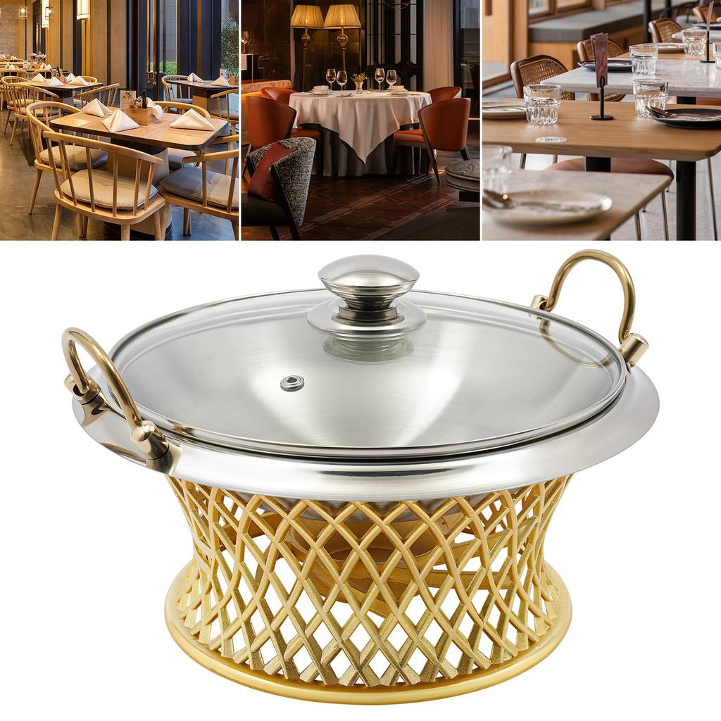 24cm/9.45in Buffet Chafing Dish, Round Chafing Dish, Chafing Dish with Lid Food Pan For Families, Cafeterias, Company Parties