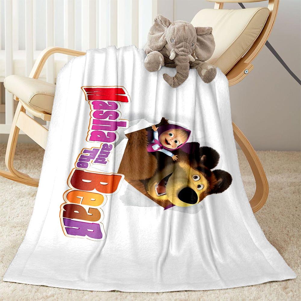 Masha Bear Blanket Comfortable Perfect for Office Picnics Seaside All-Season Use Warmthful Decor Birthday Christmas Gift Blanket
