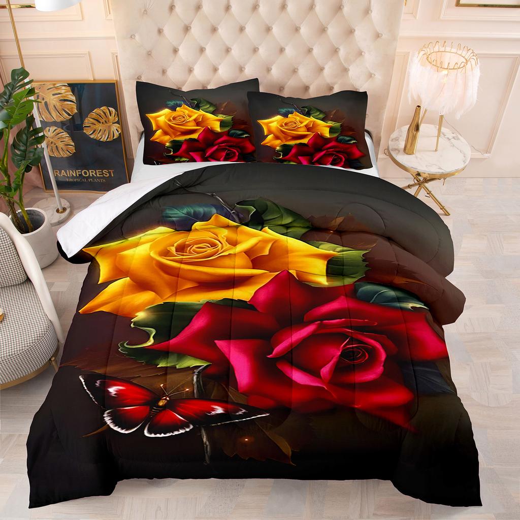 Comforter Flowers Animal Theme Home Comforter Quilted Blanket Goose Down Duvet Quilt 100% Polyester King Queen 3D Blanket Size Twin