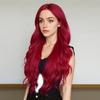 Wine Red Middle Part Wavy Wigs  Realistic Cosplay Costume Wigs For Travel Celebrations Weddings