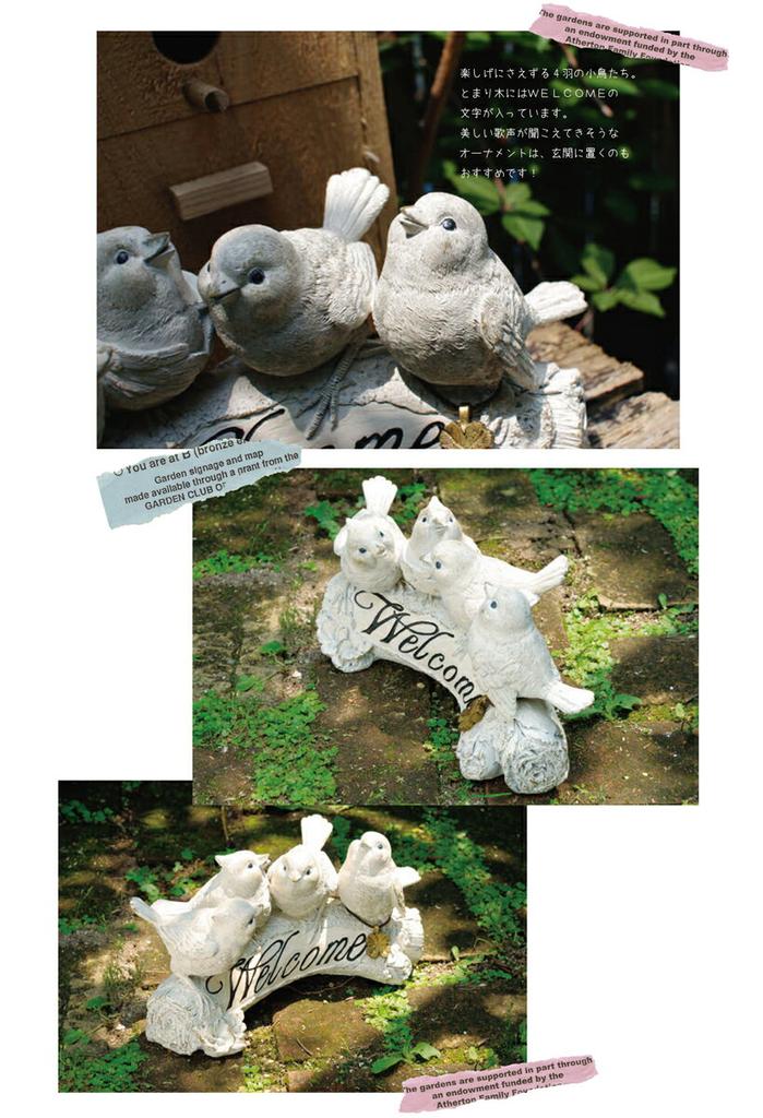 Garden ornament bird welcome decoration gardening yard cute small simple white statue.