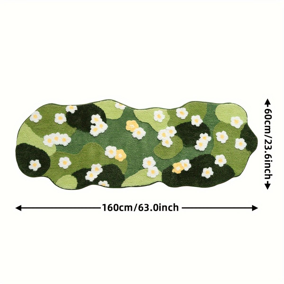 

Роскошный зеленый коврик для ванной из мха с флокированием - нестандартной формы, пригодный для машинной стирки, интерьерный ковер для гостиных, пушистый плюшевый зимние украшения 23.6 * 63 inches/60 * 160 cm
