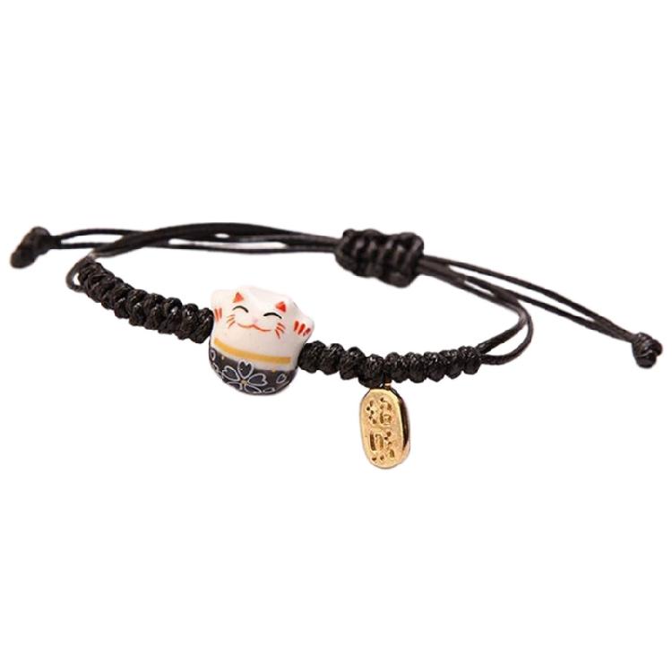 

Braid Lucky Cat Bracelet Chinese Style Jewelry Maneki Neko String Bracelet