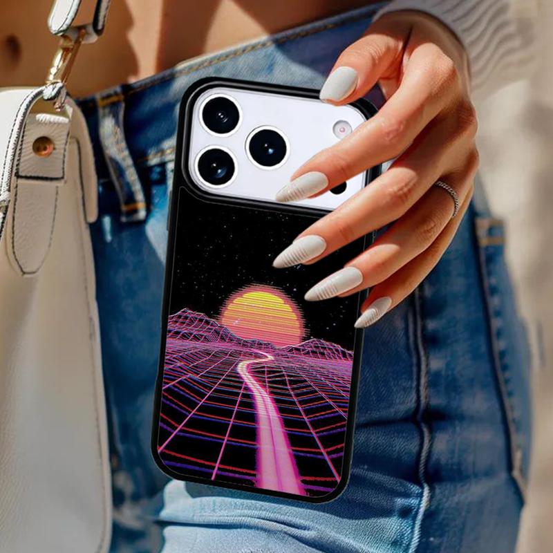 Synthwave Sun Neon 80's Phone Case For iPhone 17 Air 14 15 13 12 Max Cover For Apple 16e 11 Pro Max Plus Coque