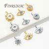 Accessoires de Collier DIY Plaqué Or Véritable 18K Pendentifs Œil Maléfique en Zircon Bleu Breloques Pour Fournitures de Fabrication de Bijoux Pendentif Fleurs