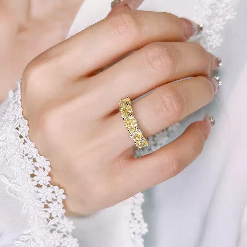 Wosikate Lightly Luxury Claw-Set Yellow Zirconia High-Carbon Diamond Engagement Ring For Women Fashion Jewellery Finger Ring
