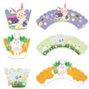 6/12pack Cartoon Easter Bunny Cupcake Wrappers Rabbit Egg Cake Topper for Easter Spring Party birthday Decor Dessert Supplies