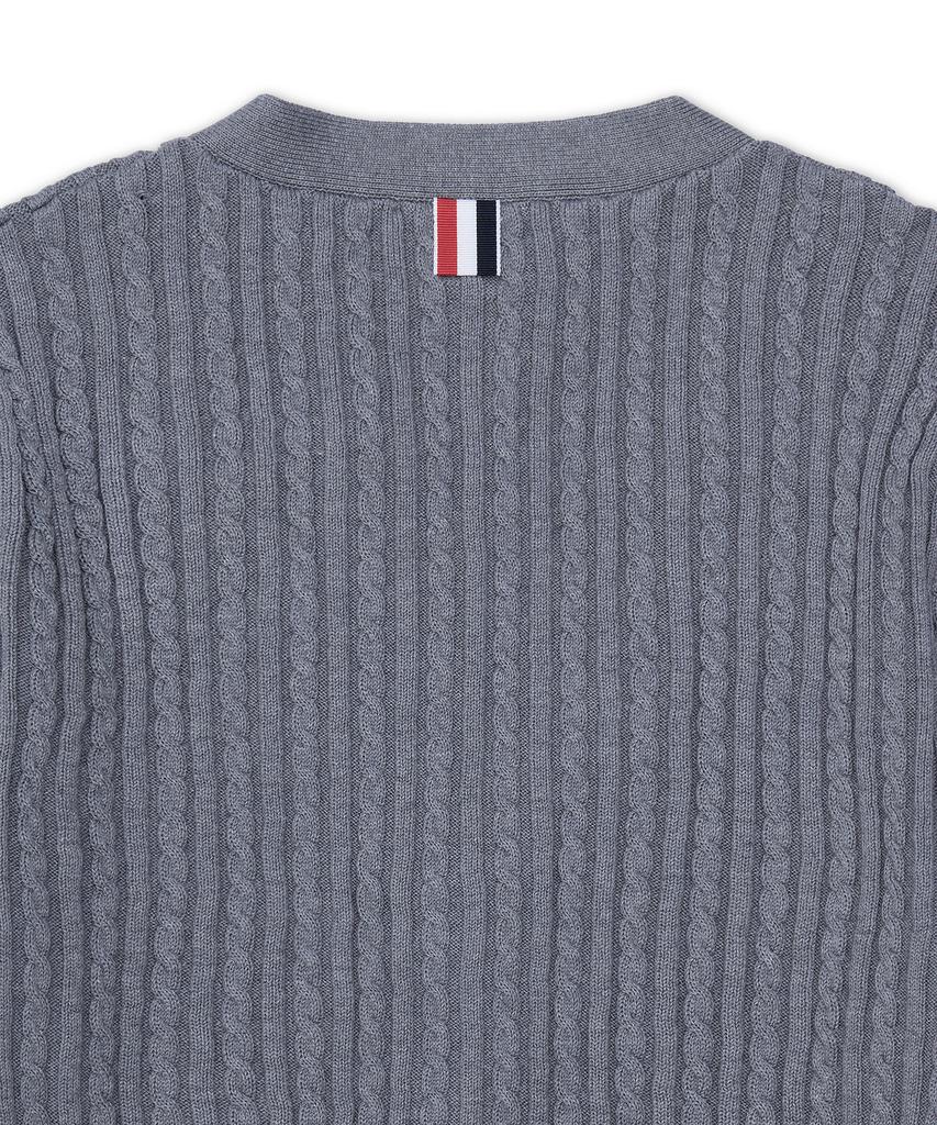 Thom Browne Rwb Striped Cotton Baby Cable V-Neck Cricket Cardigan - Light Grey / Mkc640Ay3014055