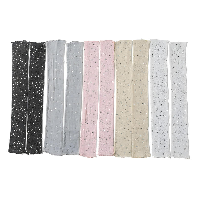 Summer Mesh Sequined Half Finger Gloves Breathable Dustproof Driving Gloves Fairy Style Anti-UV Oversleeves