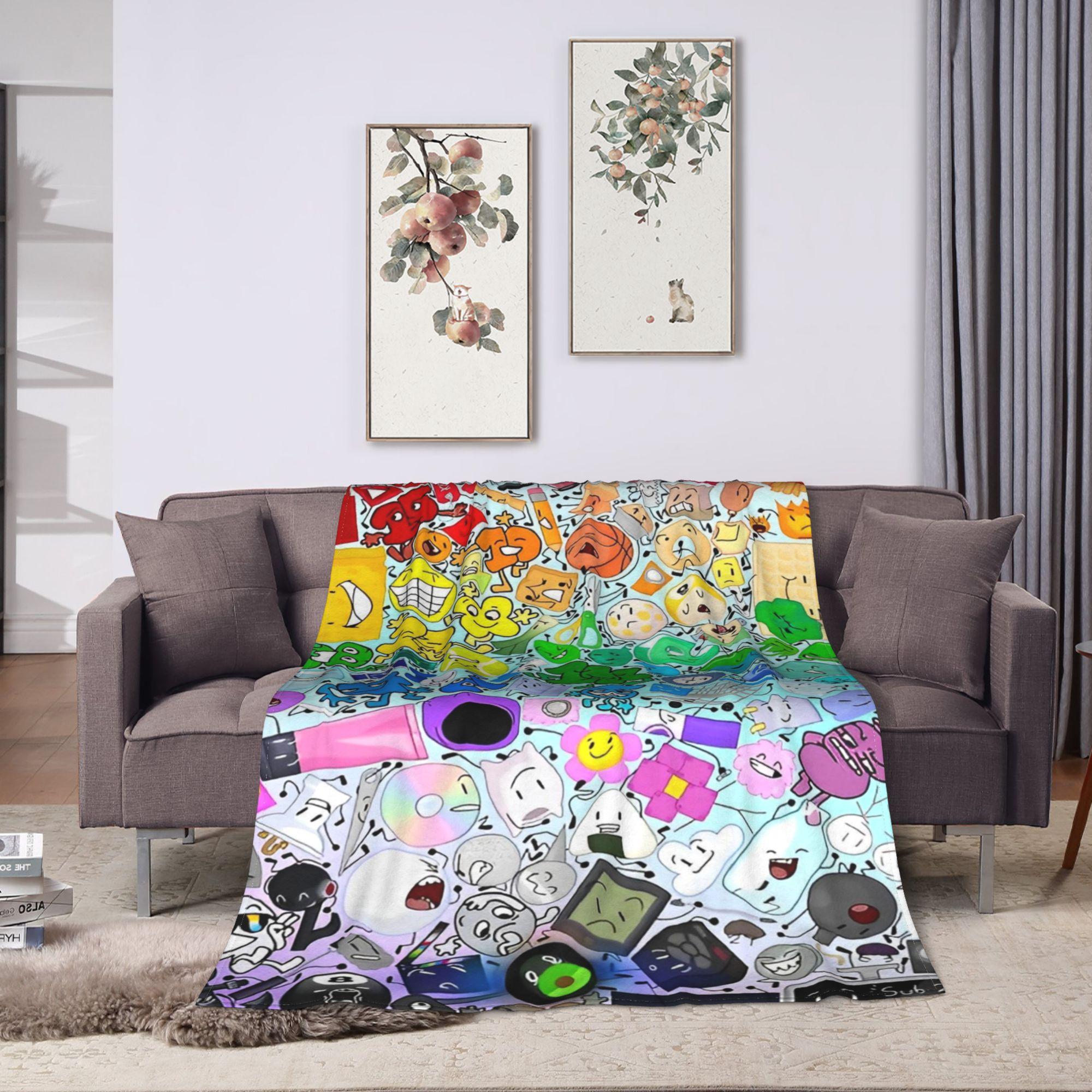

BFDI Inanimate Insanity Blankets Flannel Decoration Multifunction Super Soft Throw Blankets for Home Bedroom Plush Thin Quilt 100x150cm