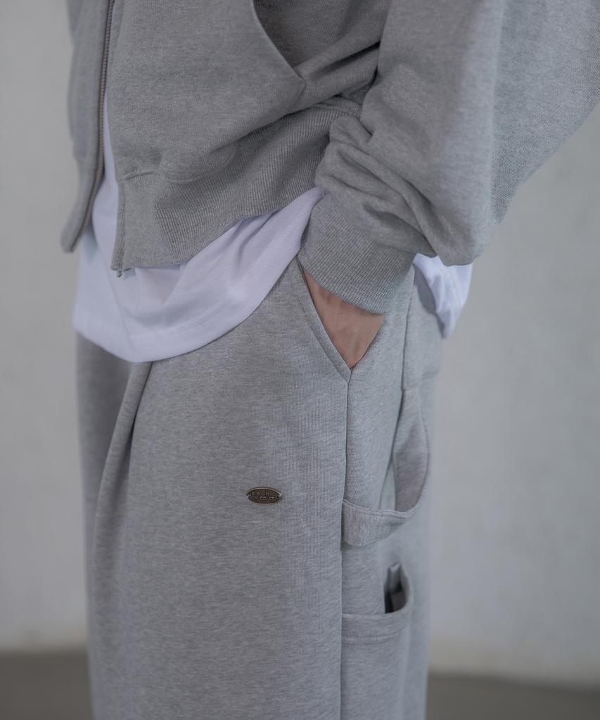 Iesn Pintuck Wide Carpenter Pants Gray