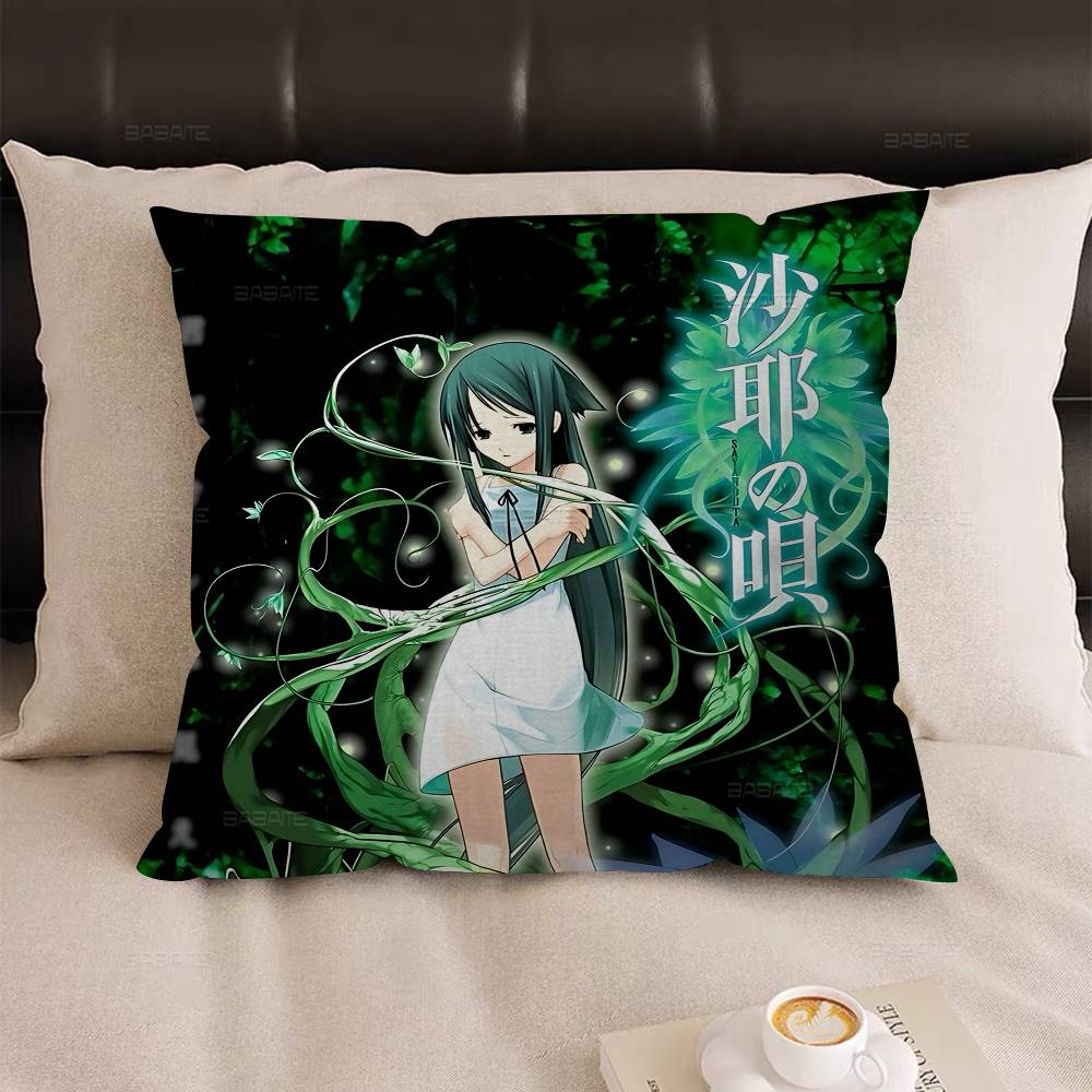 Saya No Uta The Song Of Saya Pillow Covers Cartoon Sofa Decorative Home Double-Sided Printing Short Plush Cute Cushion Cover