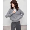 Demana Women's Spliced Color-Block Lapel Knit Sweater