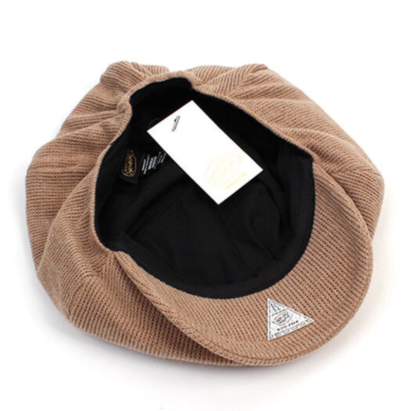 Universal Chemistry Knit Beige Newsboy Cap