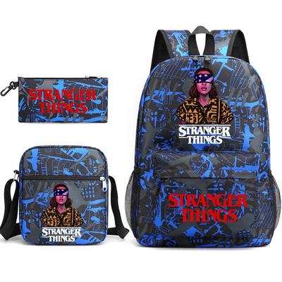 Stranger Things  Cartoon Printed Canvas Backpack Three Piece Set KTB