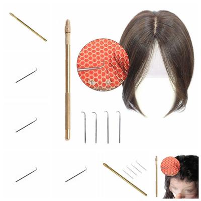 5 piezas/juego Agujas de encaje dorado para peluca Kit duradero para hacer pelucas Agujas de ventilación Hacer y Reparar DIY
