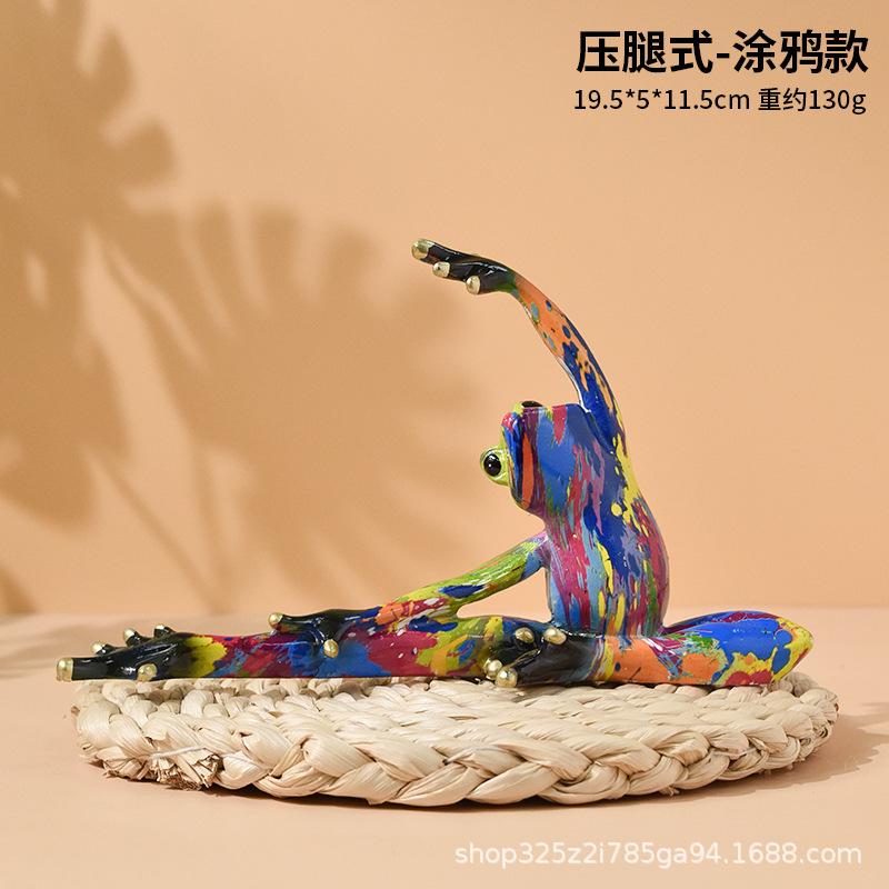 Nordic Yoga Frog Pastoral Animal Resin Crafts Abstract Yoga Frog Sculpture Cartoon Animal Living Room Ornaments Home Decoration