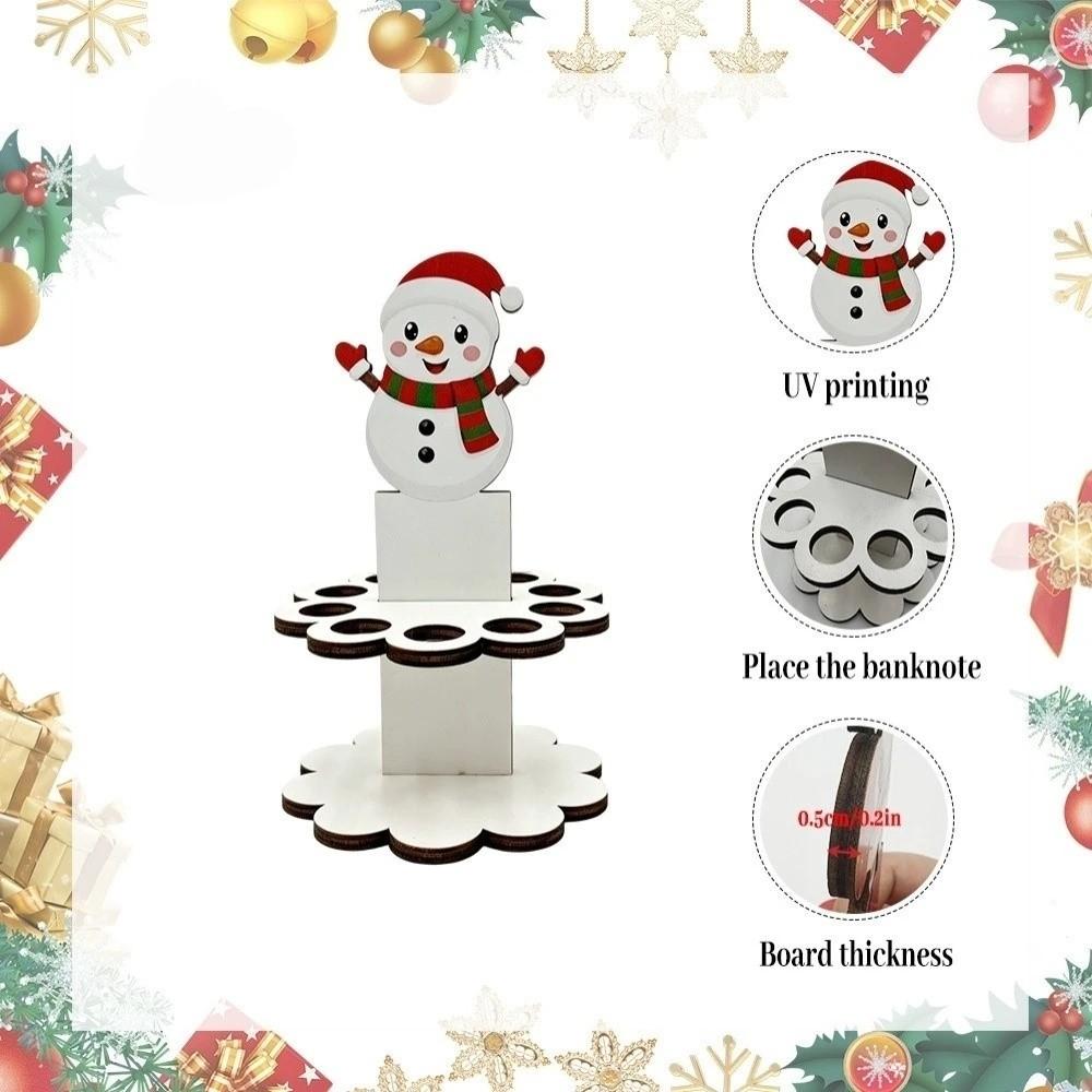 10 Holes Money Dispenser Wooden Xmas Gift Snowman Christmas Cash Holder Festive Occasions