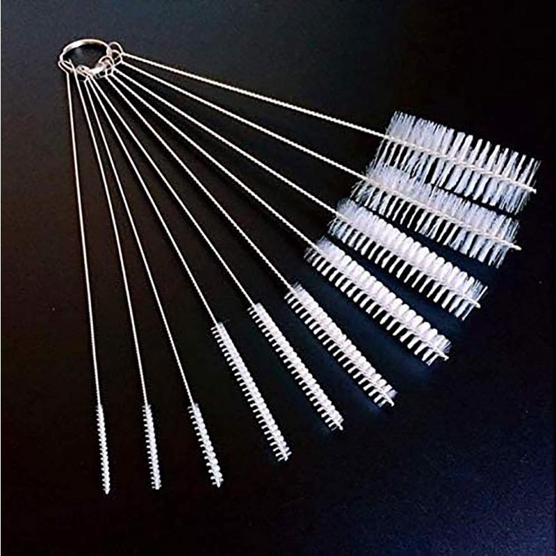 10PCS Long Straw Brush, Nylon Pipe Tube Cleaner 8-ihch 10 Different Diameters