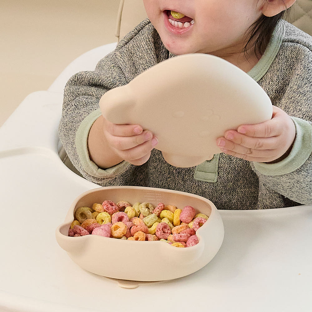 Atti Rabbit Baby Bear Silicone Suction Bowl Topping Based Weaning Container Toddler Feeding Dish