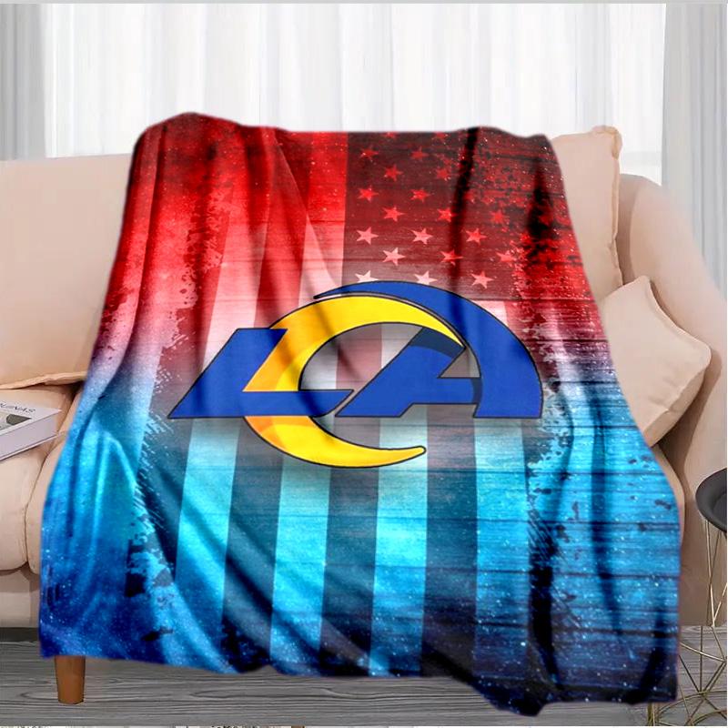 Rams Team Spirit Printed Throws Blanket Soft Flannel Blankets for Couch Bed Gifts for Men Women Picnic Blanket Christmas Gifts