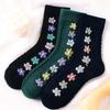 3/5pcs Spring Autumn Japanese Harajuku Woman Socks Cotton with Flowers Funny Socks Women Korean Style Kawaii Girls Calcetines Mujer