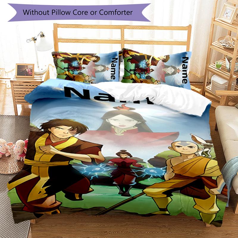 3pcs Custom Name Avatar The Last Airbender Bedding Set Duvet Cover Closure Includes 1 Duvet Cover & 2 Pillowcases for All Seasons Bedroom Decor