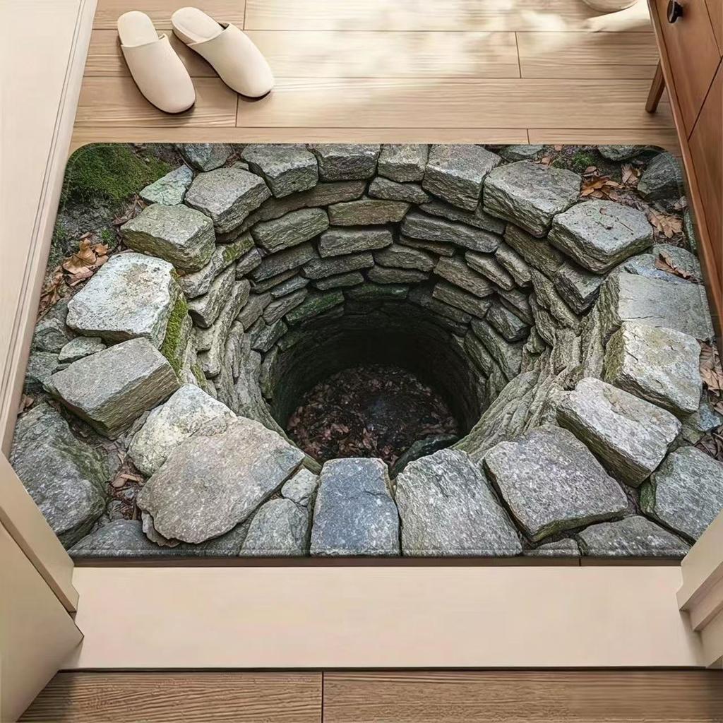 Flannel Door Mat 3D Crocodile Pattern Optical Illusion Floor Rug for Front Door Entrance Garden Home Decor Carpet