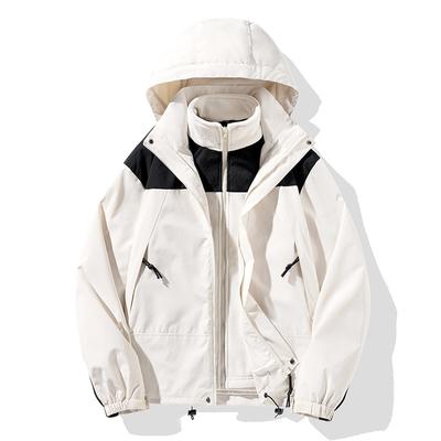 Outdoor Couple's Fashionable Men's 3-in-1 Detachable Two-piece Set with Inner Liner, Waterproof, Windproof, Breathable Women's Hiking Suit
