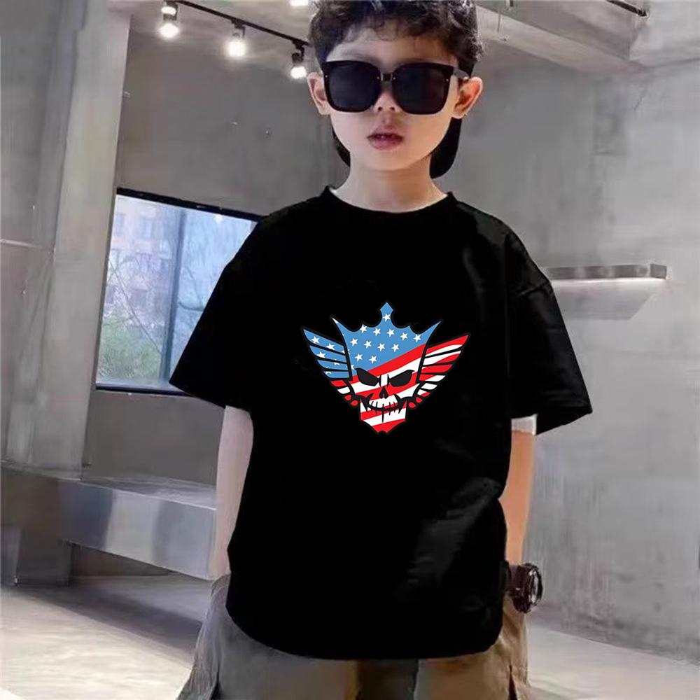 Kid Summer Set Cody Rhodes Wrestling Match Black Short Sleeve Children's T-shirt Set Sports Fashion Boys Girls Tops+Shorts