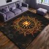 Large Sun Motif Area Rug - Durable  Crystal Velvet Polyester Carpet with Intricate Golden Sun Design for Living Room,