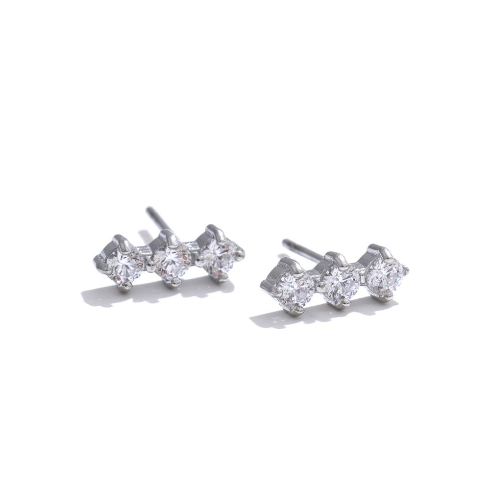 Eetit High Quality Shiny Cubic Zirconia Daily Stud Earrings for Women Stainless Steel Delicate Popular Versatile Jewelry Gift
