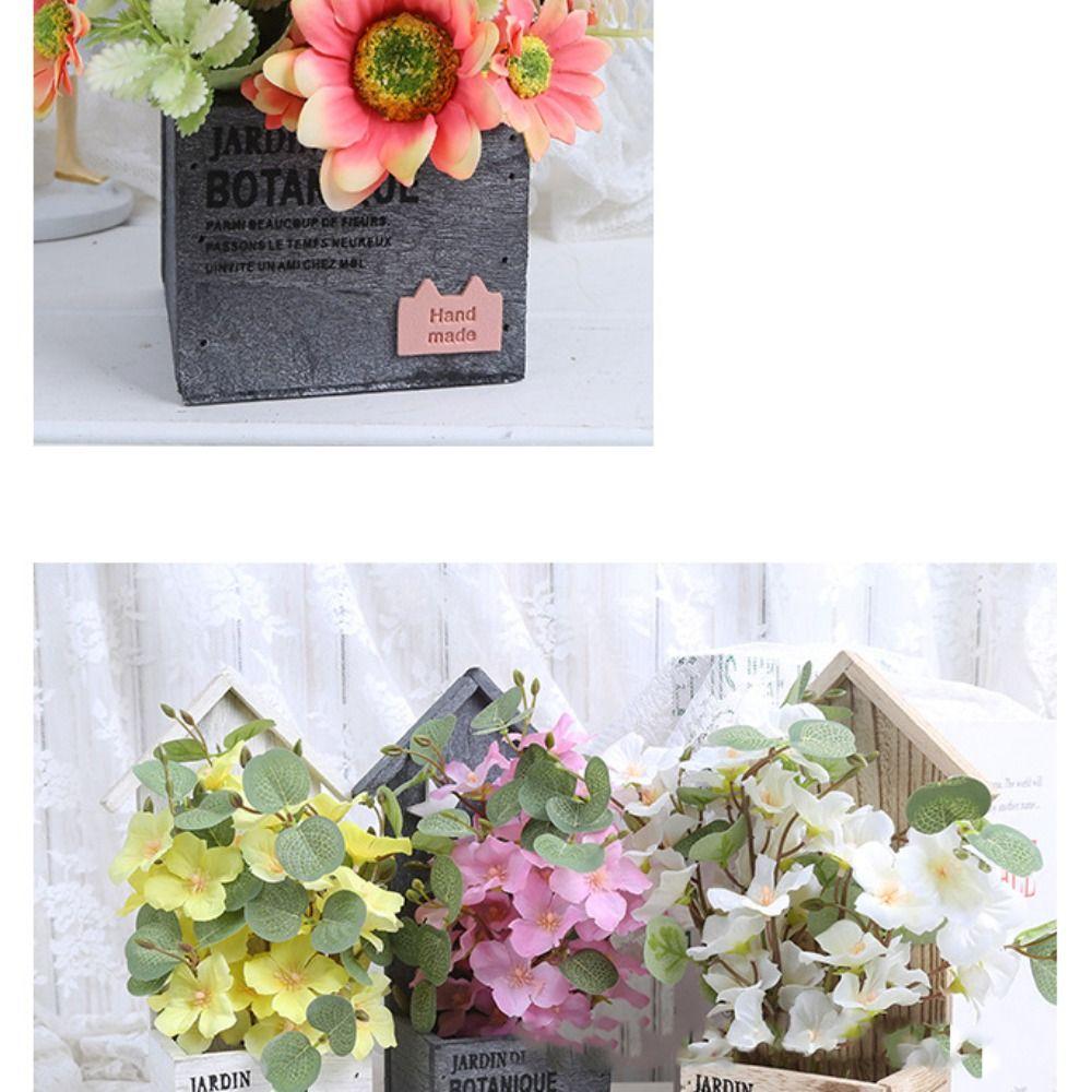 Vintage Flower Pot Wooden Pen Holder Crafts Storage Box  Miscellaneous Organizer
