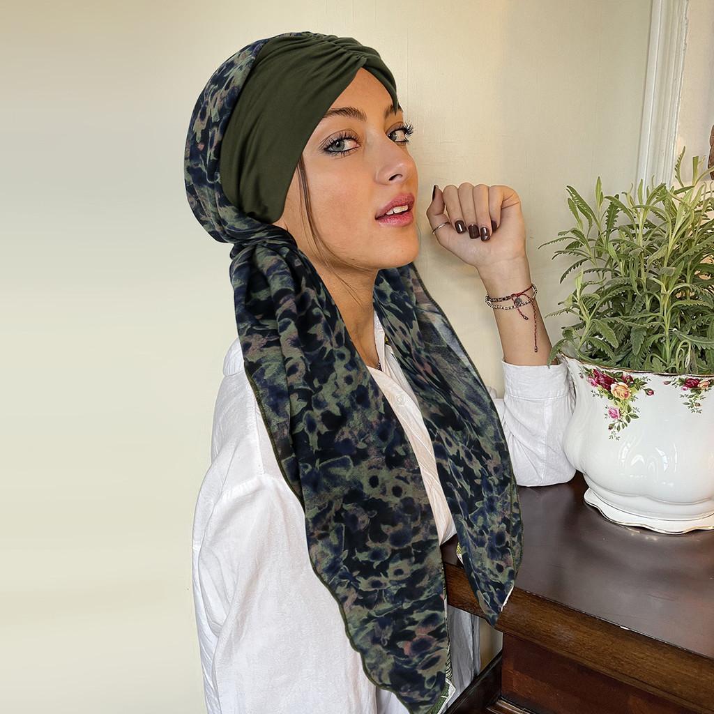 

Boho Style Bowed Head Wrap With Polyester Fabric And Artistic Print For All Seasons ArmyGreen