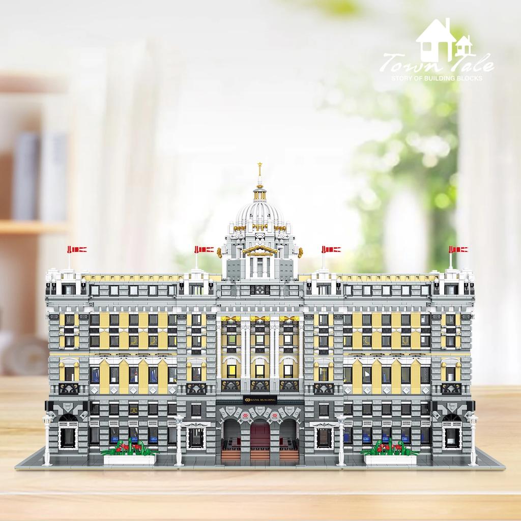 10423PCS Classical Bank Building Blocks MOC Bank Street View Model Bricks Desktop Decoration Diy Toys For Kids Holiday Gifts