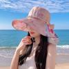 Women Summer Mesh Breathable And Foldable Fisherman Hat Outdoor Large Brim Sun Protection Hat Outdoor Beach Travel Cap