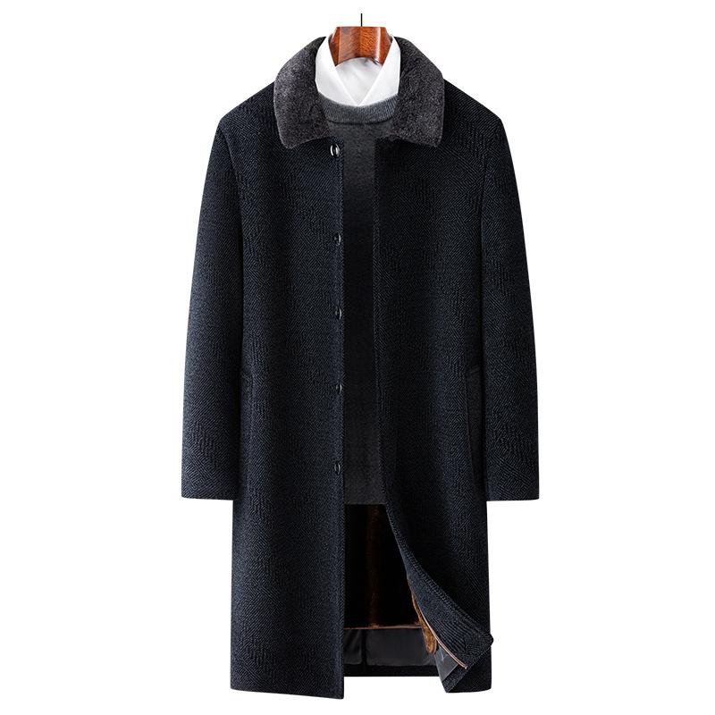 New Chenier Long Turned Collar Mink Removal Coat Men's Casual Dad's Coat Jacket Men's