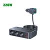 226W Car Charger Fast Charging Cigarette Lighter Split Adapter PD QC3.0 USB Voltage Display Front Rear Charge 12V 24V Truck SUV