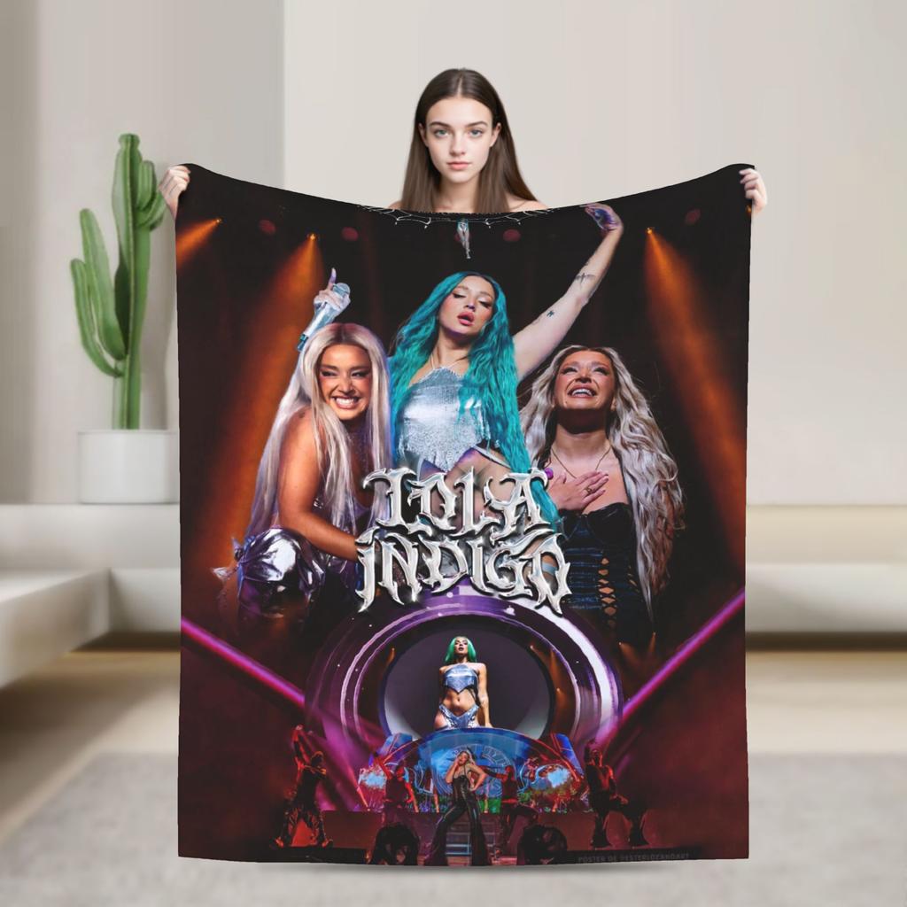 Lolas índigos Spanish Singer Bedding Throws Soft Cozy Graphic Blanket  For Home Decor Plane Travel Flannel Bedspread Bed Cover
