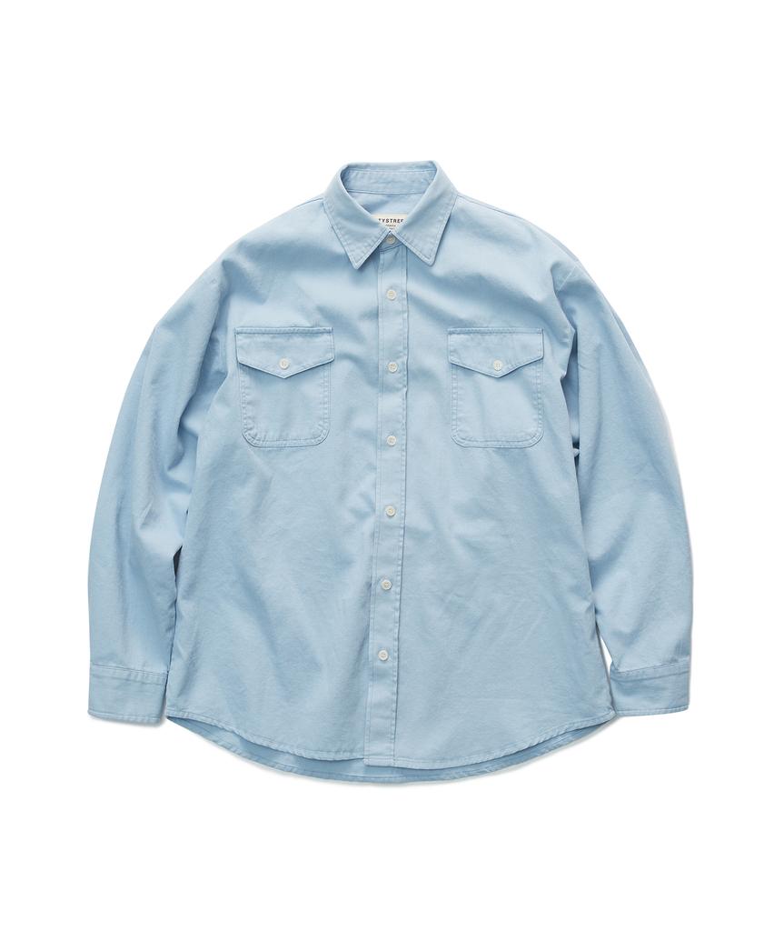 CITY STREET Washed Work Shirts - Sky Blue