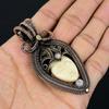 Carved Bone Face Gemstone Pure Copper Wire Wrapped Designer Handmade Pendant Jewelry Gift
