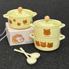 Ins Cream Wind Bear Ceramic Instant Noodle Bowl Student Dormitory Instant Noodle Bowl for Girls Birthday Gift