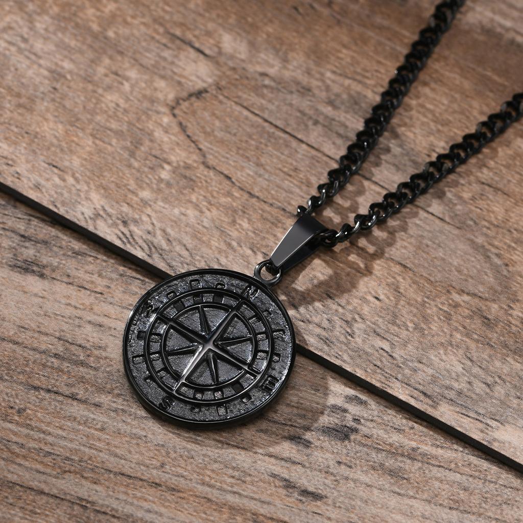 Vnox Vintage Compass Necklace for Men Stainless Steel Star Pendant Viking Sailing Jewelry Gift