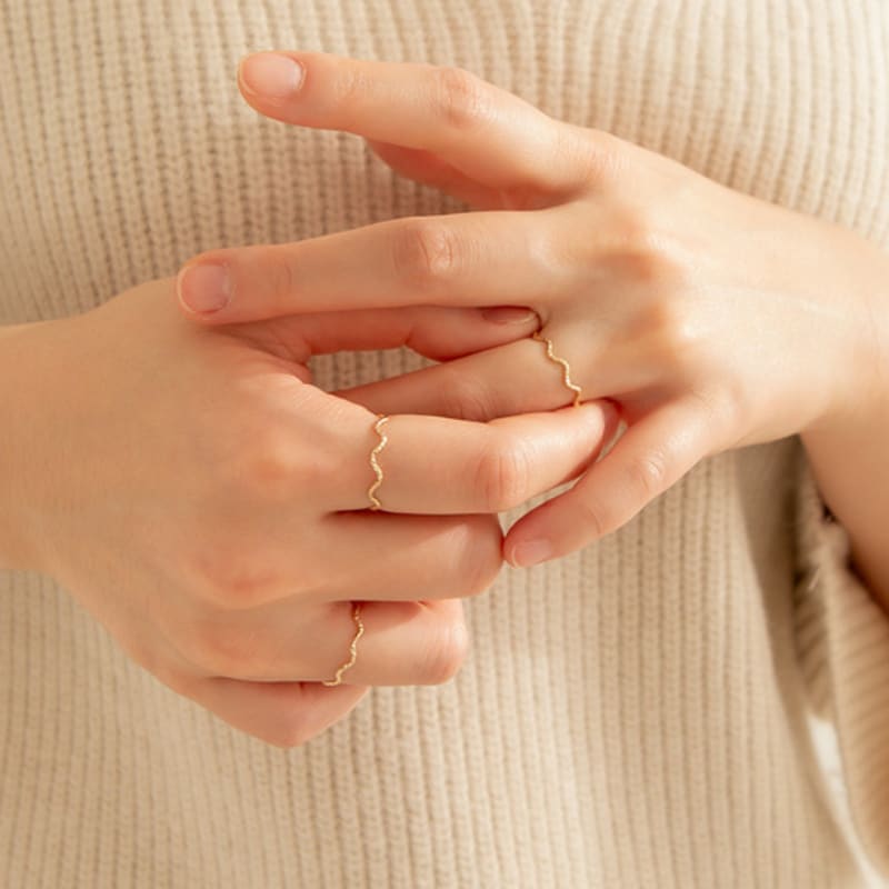 LUNNE 14k Sparkle Wave Silver Ring (14k Gold) #LFR10