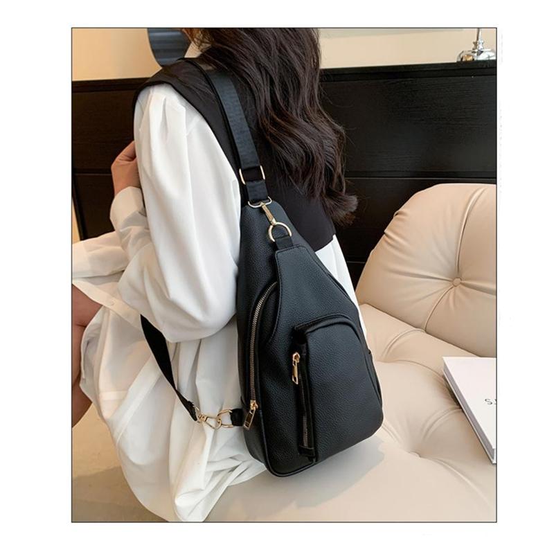 

Женская нагрудная сумка через плечо, рюкзак с несколькими отделениями для путешествий и отдыха чёрный