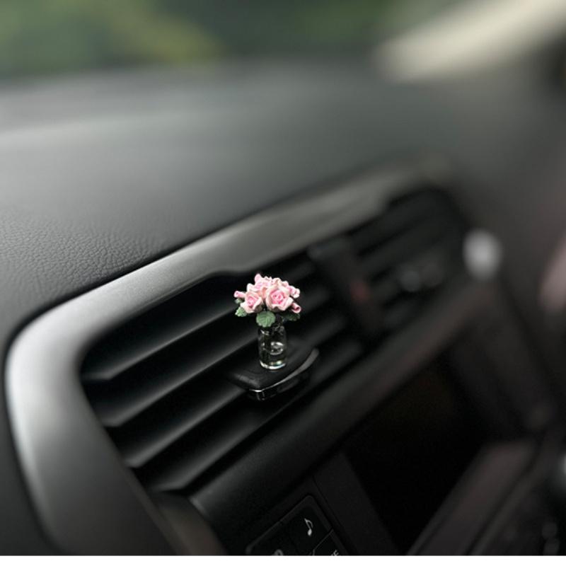 Dainty Roses Car Center Console Window Ornament Mini Cure Car Accessories Ladies Car Personality Beautiful Interior Ornaments