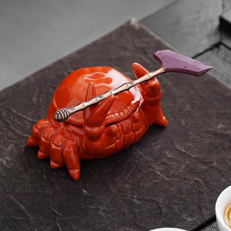 Crab China Ashtray Small Tea Pet Office Home Living Room with Cover Fly Ash Chinese Cute Decoration Red Crab Ashtray Decoration